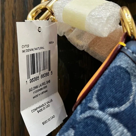 Coach Small Laurel Signature Denim Shoulder Bag - Picture 5 of 7